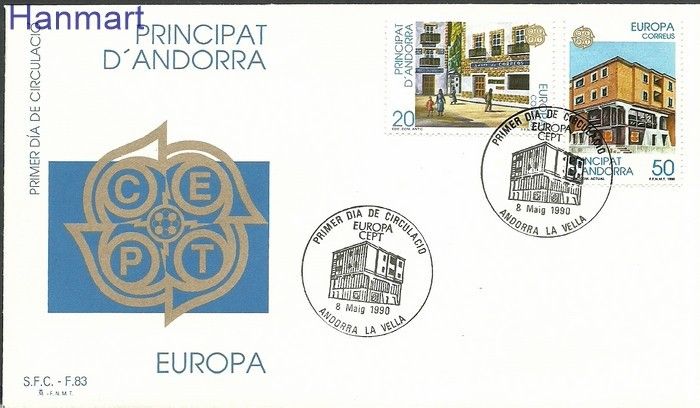 Znaczek Andora Hiszpańska 1990 Mi 214-215 FDC