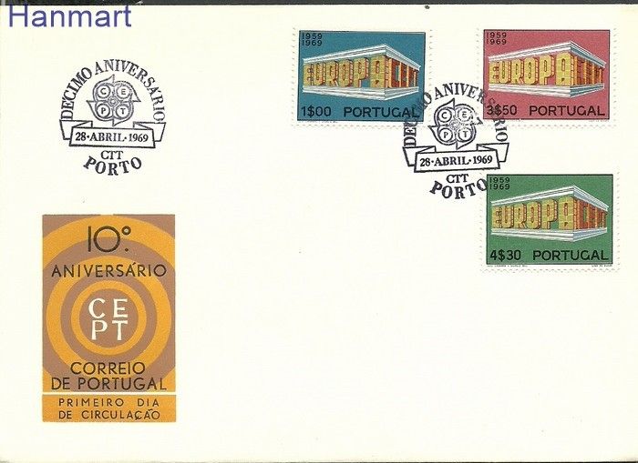Znaczek Portugalia 1969 Mi 1070-1072 FDC