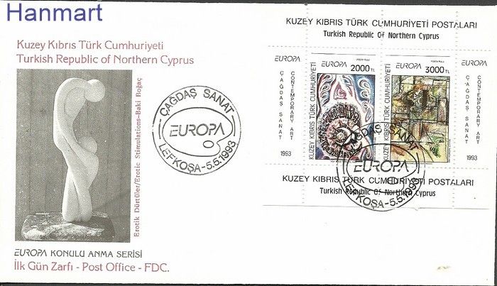 Znaczek Cypr Północny 1993 Mi bl12 FDC