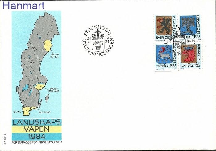 Znaczek Szwecja 1984 Mi 1278-1281 FDC
