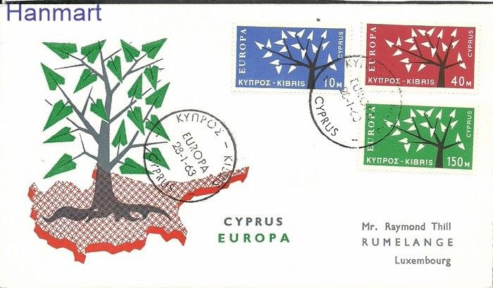 Znaczek Cypr  1963 Mi 215-217 FDC