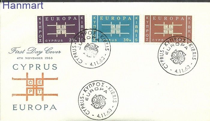 Znaczek Cypr  1963 Mi 225-227 FDC