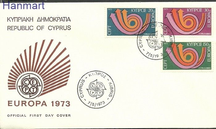 Znaczek Cypr  1973 Mi 389-391 FDC