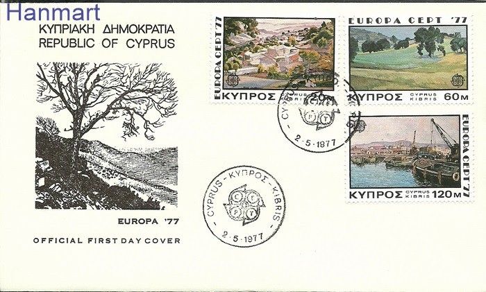 Znaczek Cypr  1977 Mi 464-466 FDC