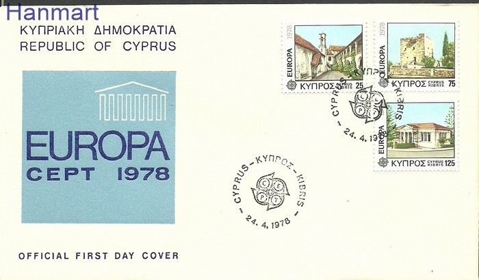 Znaczek Cypr  1978 Mi 484-486 FDC