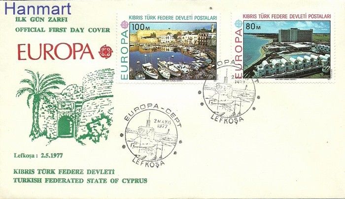Znaczek Cypr Północny 1977 Mi 41-42 FDC