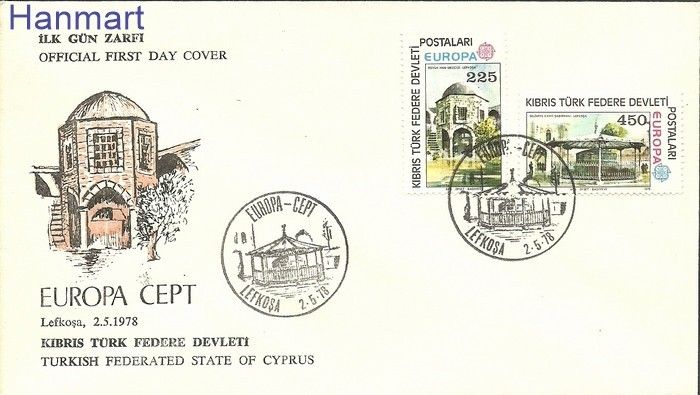Znaczek Cypr Północny 1978 Mi 55-56 FDC