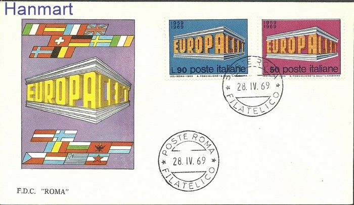 Znaczek Włochy 1969 Mi 1295-1296 FDC