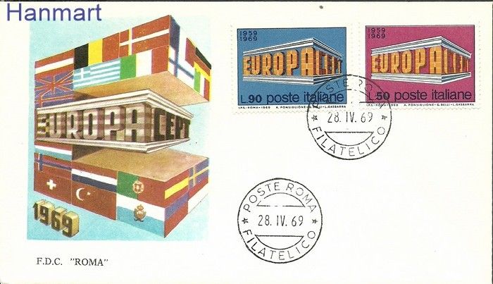 Znaczek Włochy 1969 Mi 1295-1296 FDC