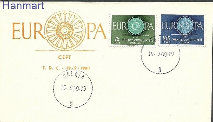 Znaczek Turcja 1960 Mi 1774-1775 FDC