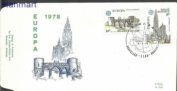 Znaczek Belgia 1978 Mi 1943-1944 FDC