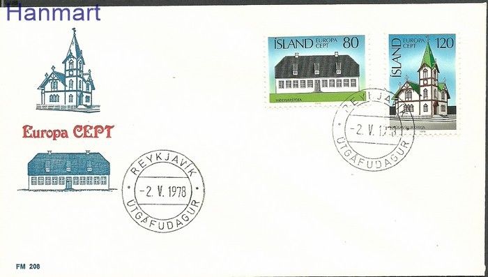 Znaczek Islandia 1978 Mi 530-531a FDC