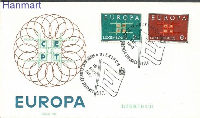 Znaczek Luksemburg 1963 Mi 680-681a FDC
