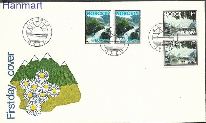 Znaczek Norwegia 1977 Mi par742-743 FDC