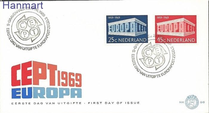 Znaczek Holandia 1969 Mi 920-921 FDC