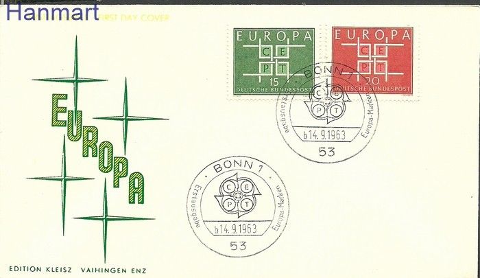 Znaczek Niemcy 1963 Mi 406-407 FDC