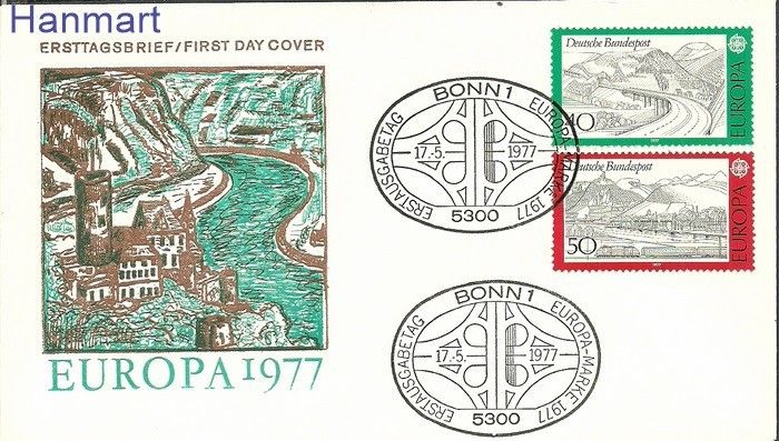 Znaczek Niemcy 1977 Mi 934-935a FDC