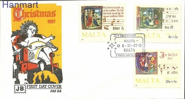 Znaczek Malta 1987 Mi 779-781 FDC