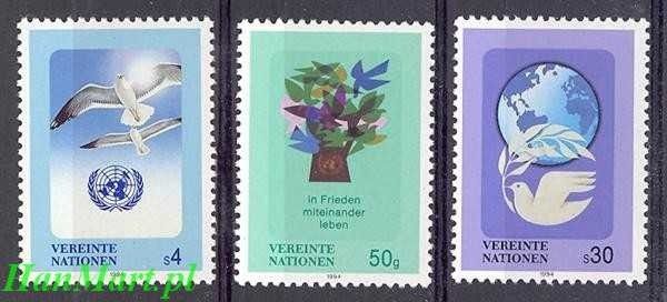 Znaczek Narody Zjednoczone Wiedeń 1994 Mi 167-169 Czyste **