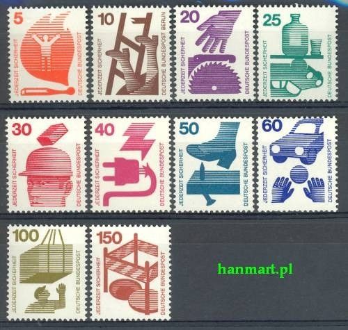 Znaczek Niemcy 1971 Mi 694-703 Czyste **