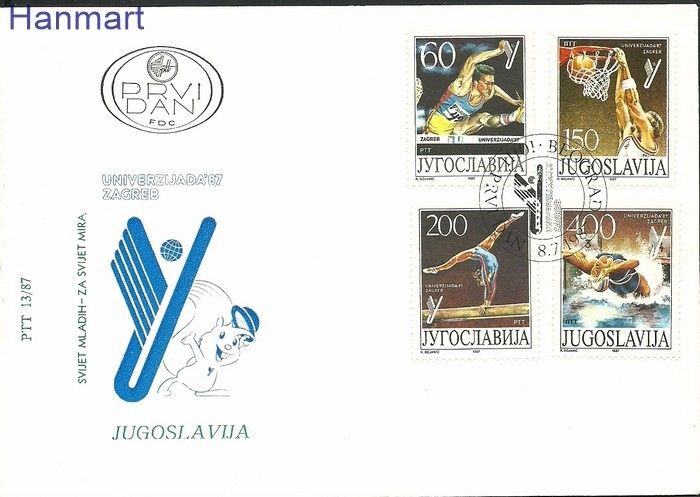Znaczek Jugosławia 1987 Mi 2230-2233 FDC