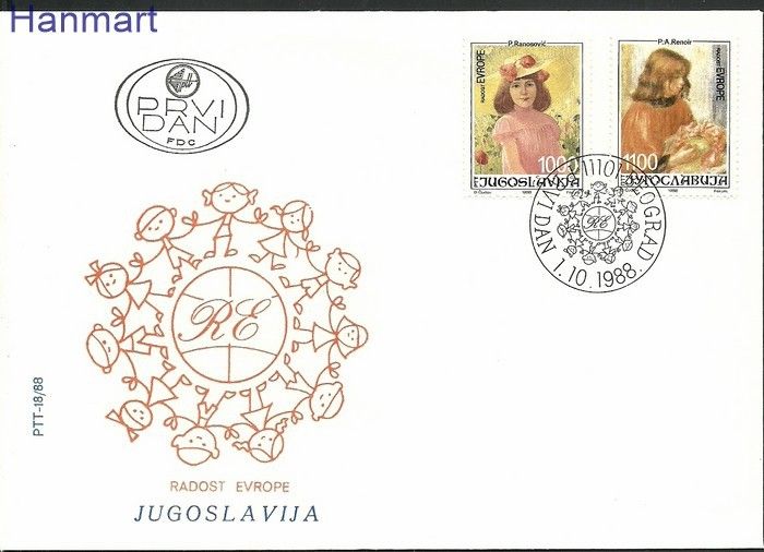 Znaczek Jugosławia 1988 Mi 2300-2301 FDC