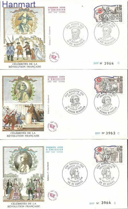 Znaczek Francja 1989 Mi 2700-2705a FDC