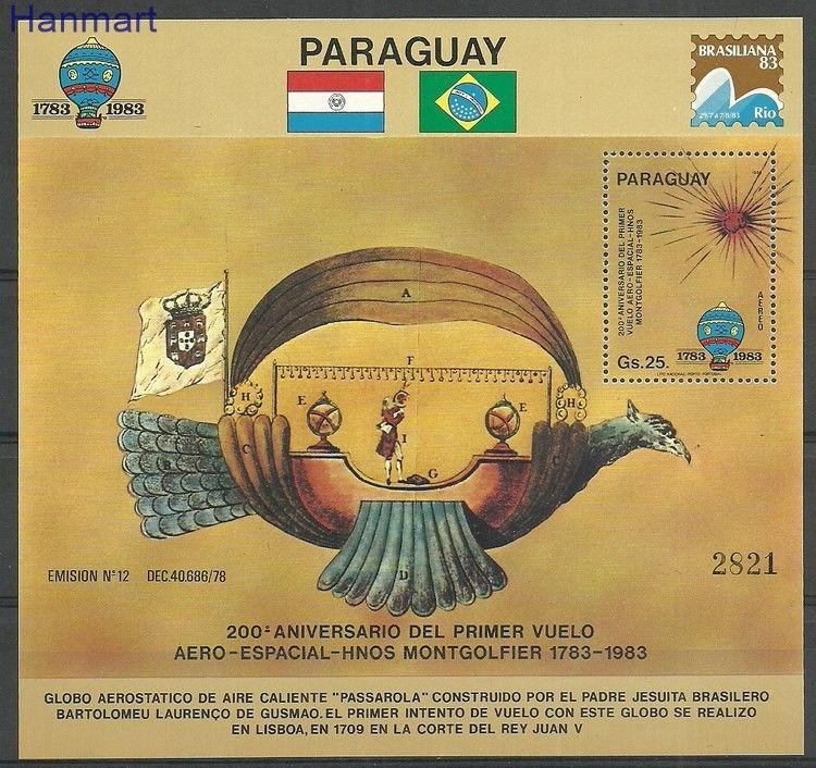 Znaczek Paragwaj 1983 Mi bl391 Czyste **