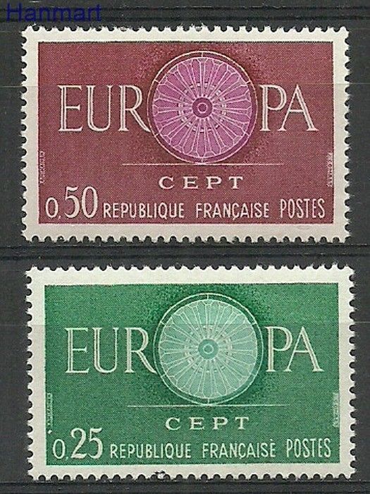 Znaczek Francja 1960 Mi 1318-1319 Z podlepką *