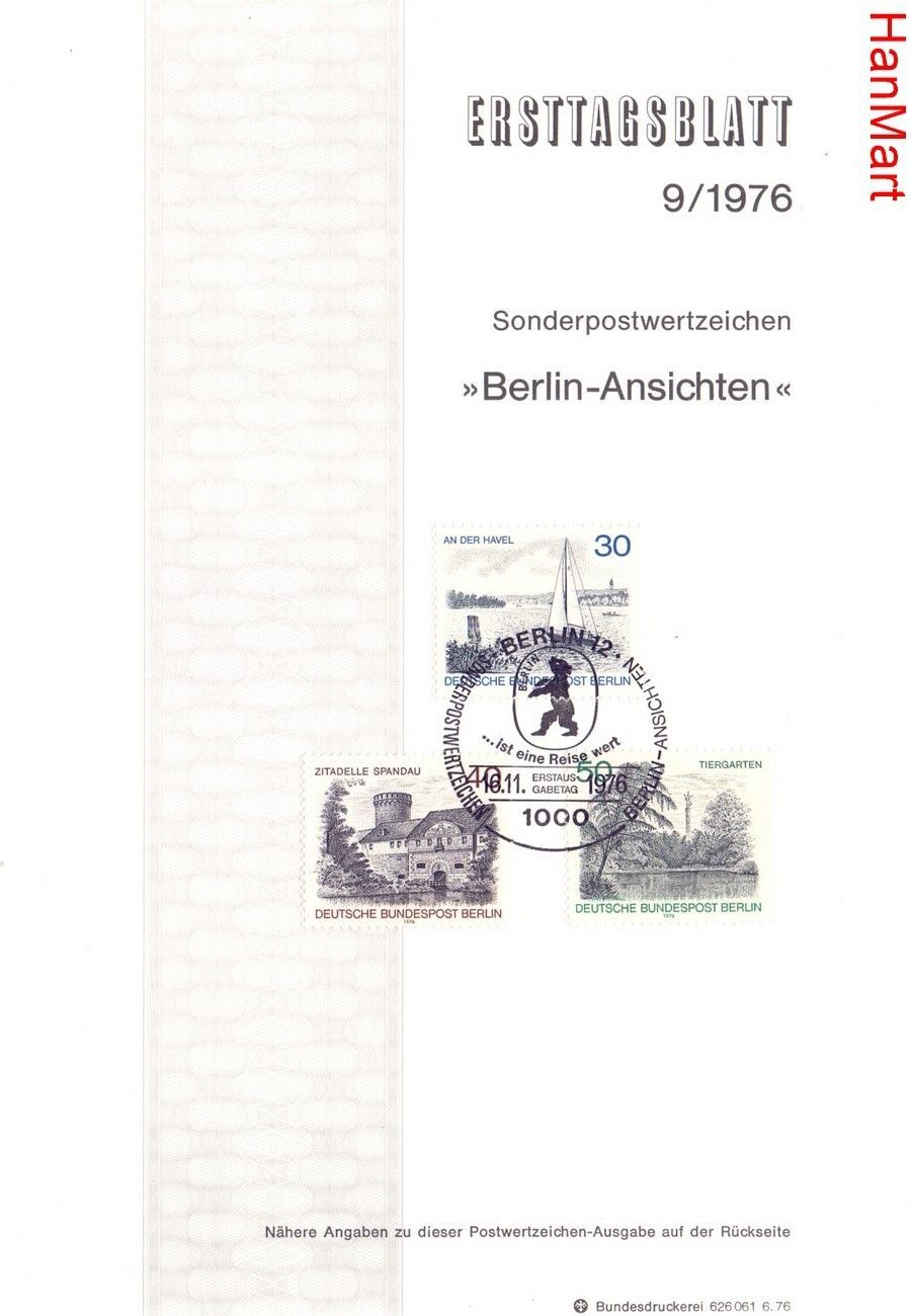Znaczek Berlin Niemcy 1976 Pierwszy dzień wydania