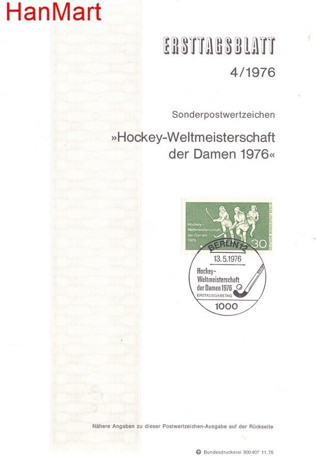 Znaczek Berlin Niemcy 1976 Pierwszy dzień wydania