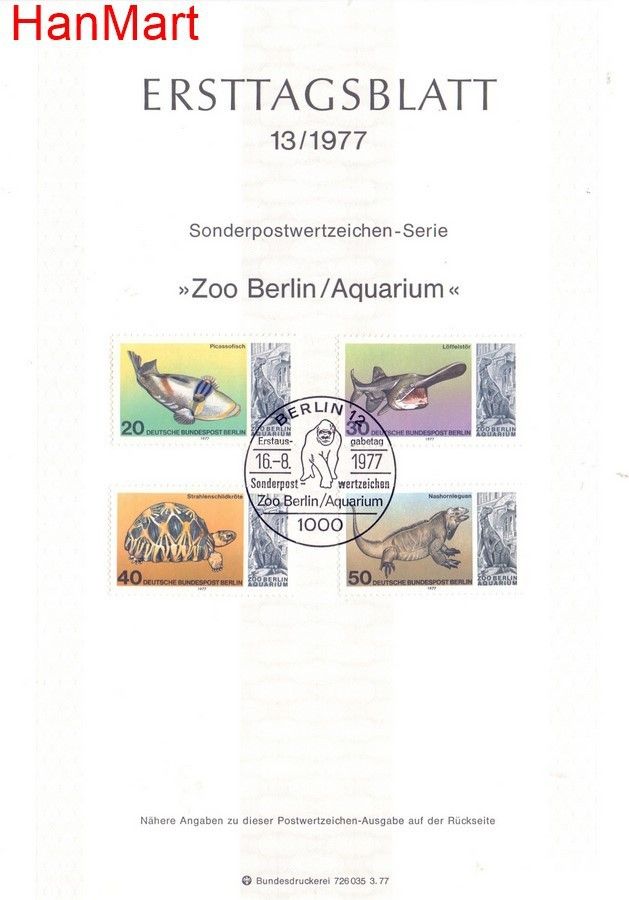Znaczek Berlin Niemcy 1977 Pierwszy dzień wydania