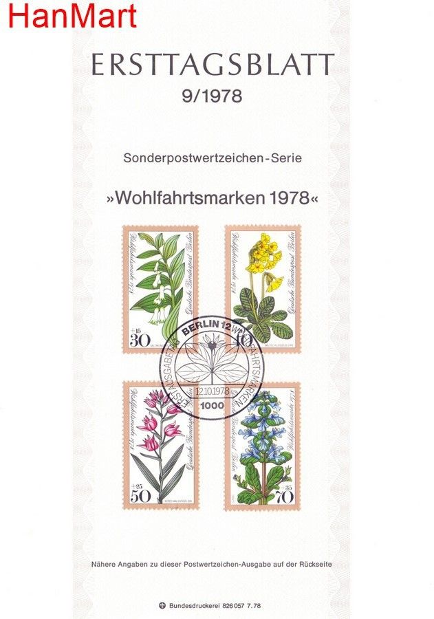 Znaczek Berlin Niemcy 1978 Pierwszy dzień wydania