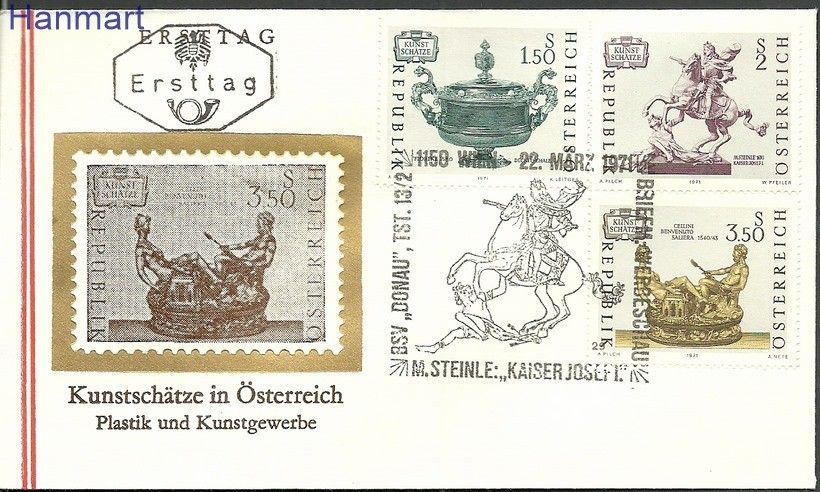 Znaczek Austria 1971 Mi 1355-1357 FDC