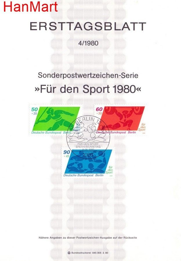 Znaczek Berlin Niemcy 1980 Pierwszy dzień wydania