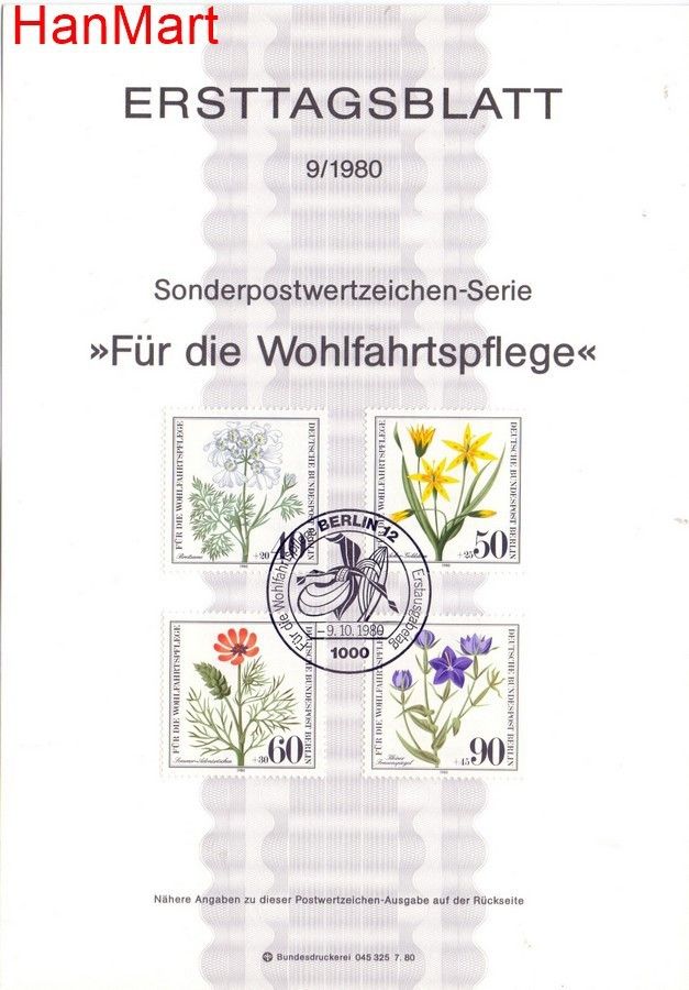 Znaczek Berlin Niemcy 1980 Pierwszy dzień wydania