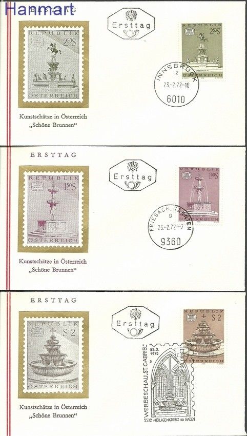 Znaczek Austria 1972 Mi 1382-1384b FDC