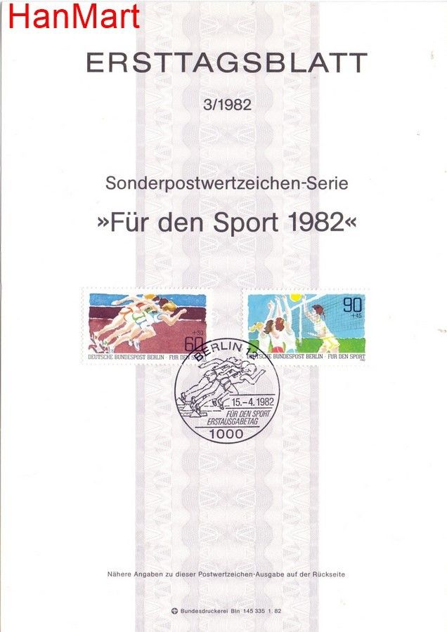 Znaczek Berlin Niemcy 1982 Pierwszy dzień wydania