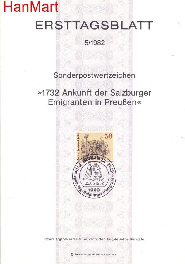 Znaczek Berlin Niemcy 1982 Pierwszy dzień wydania