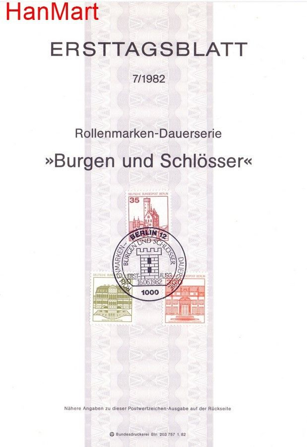 Znaczek Berlin Niemcy 1982 Pierwszy dzień wydania