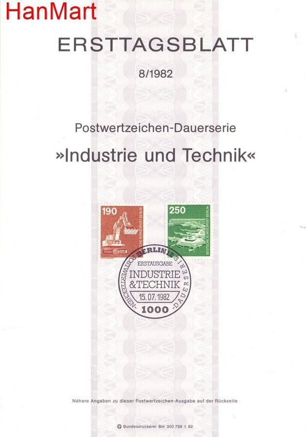 Znaczek Berlin Niemcy 1982 Pierwszy dzień wydania