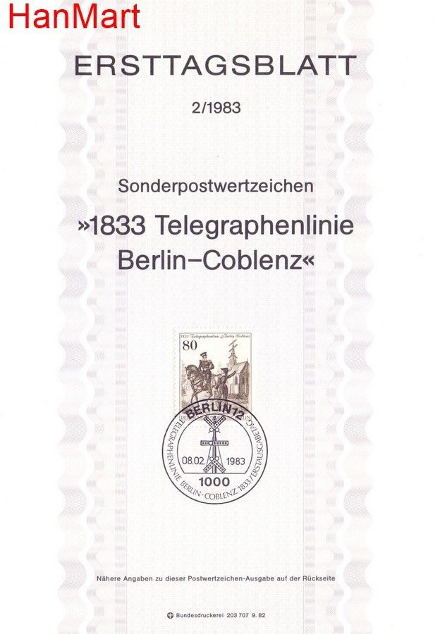 Znaczek Berlin Niemcy 1983 Pierwszy dzień wydania