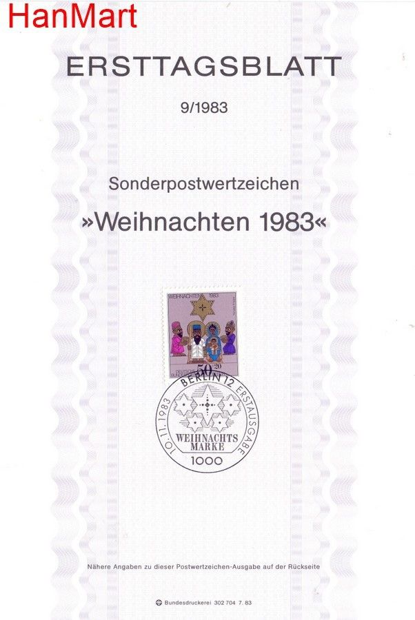 Znaczek Berlin Niemcy 1983 Pierwszy dzień wydania