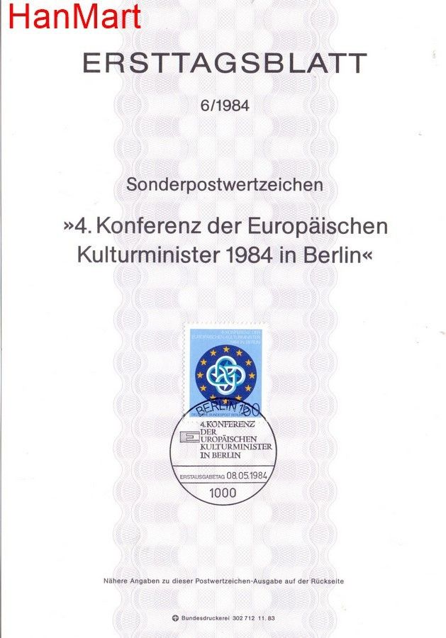 Znaczek Berlin Niemcy 1984 Pierwszy dzień wydania