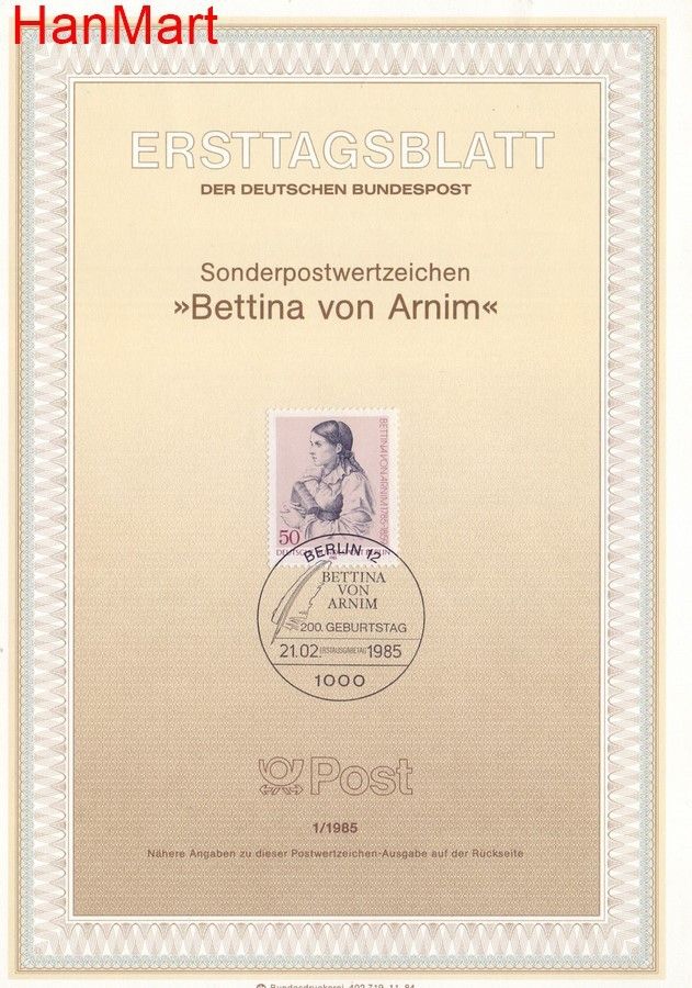 Znaczek Berlin Niemcy 1985 Pierwszy dzień wydania