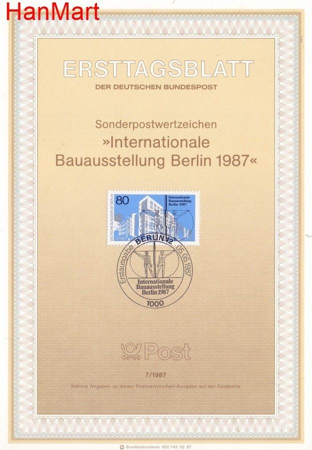 Znaczek Berlin Niemcy 1987 Pierwszy dzień wydania