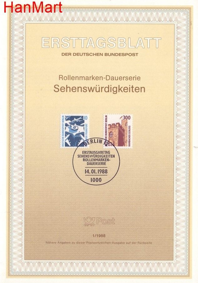 Znaczek Berlin Niemcy 1988 Pierwszy dzień wydania
