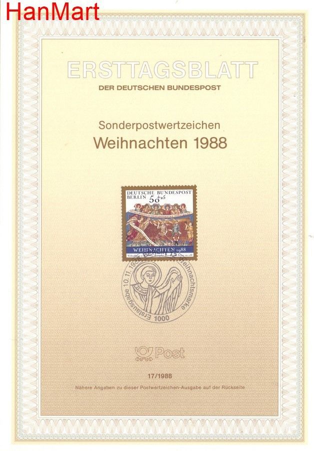 Znaczek Berlin Niemcy 1988 Pierwszy dzień wydania