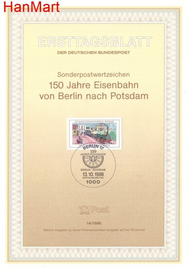 Znaczek Berlin Niemcy 1988 Pierwszy dzień wydania