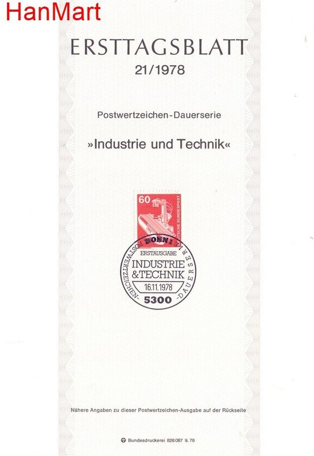 Znaczek Niemcy 1978 Pierwszy dzień wydania
